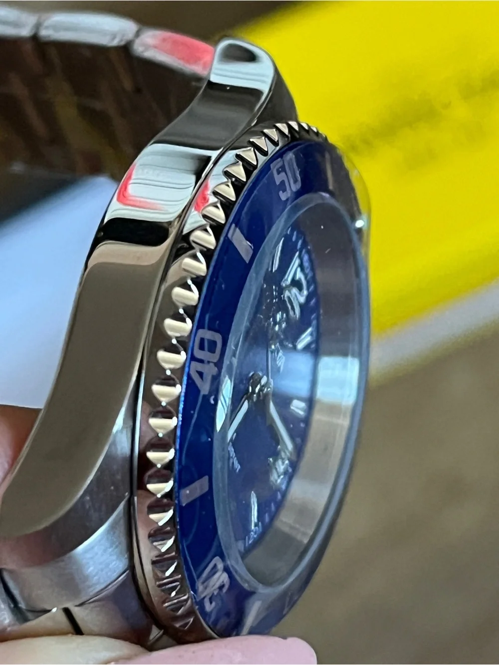 Invicta Men's Silver Watch with Blue Dial